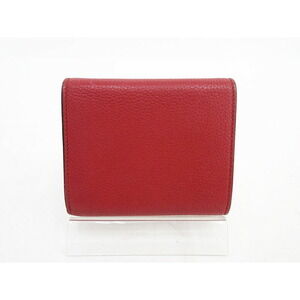 Celine Tri Wallet Folded Leather Compact Red fold